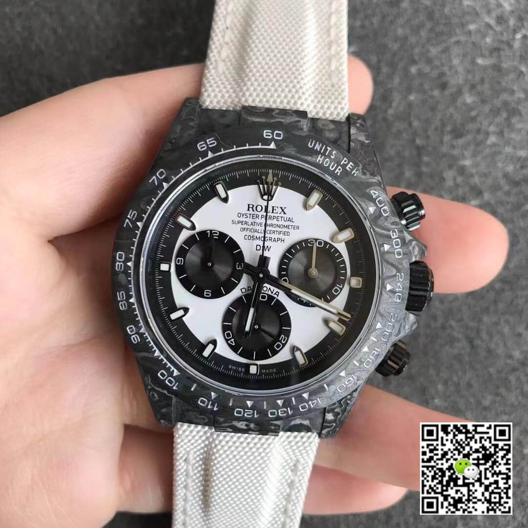 Replica R01ex Daytona Cosmograph Carbon Fiber Diw Customized Version 1:1 Best Edition Noob Factory White Dial