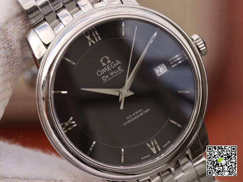 Replica 0me*ga De Ville Prestige 424.10.37.20.01.001 MKS Factory Men Watches 1:1 Best Edition Swiss ETA9015 Black Dial Silver Marker