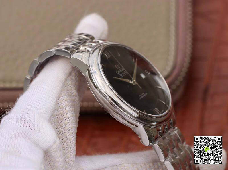 Replica 0me*ga De Ville Prestige 424.10.37.20.01.001 MKS Factory Men Watches 1:1 Best Edition Swiss ETA9015 Black Dial Silver Marker