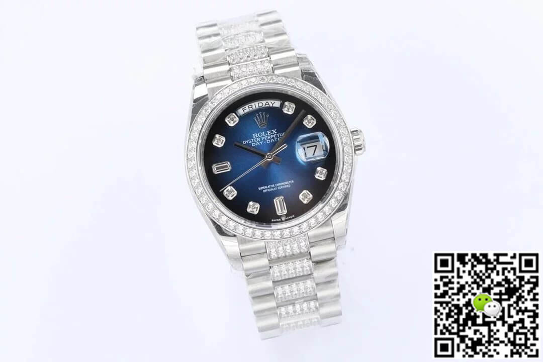 Replica R01ex Day Date M128349RBR-0016 1:1 Best Edition EW Factory Blue Dial