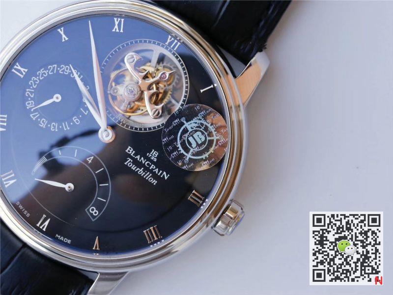 Replica Blancpain Villeret 6025-1542-55 True Tourbillon 1:1 Best Edition JB Factory Black Dial Swiss Cal.25