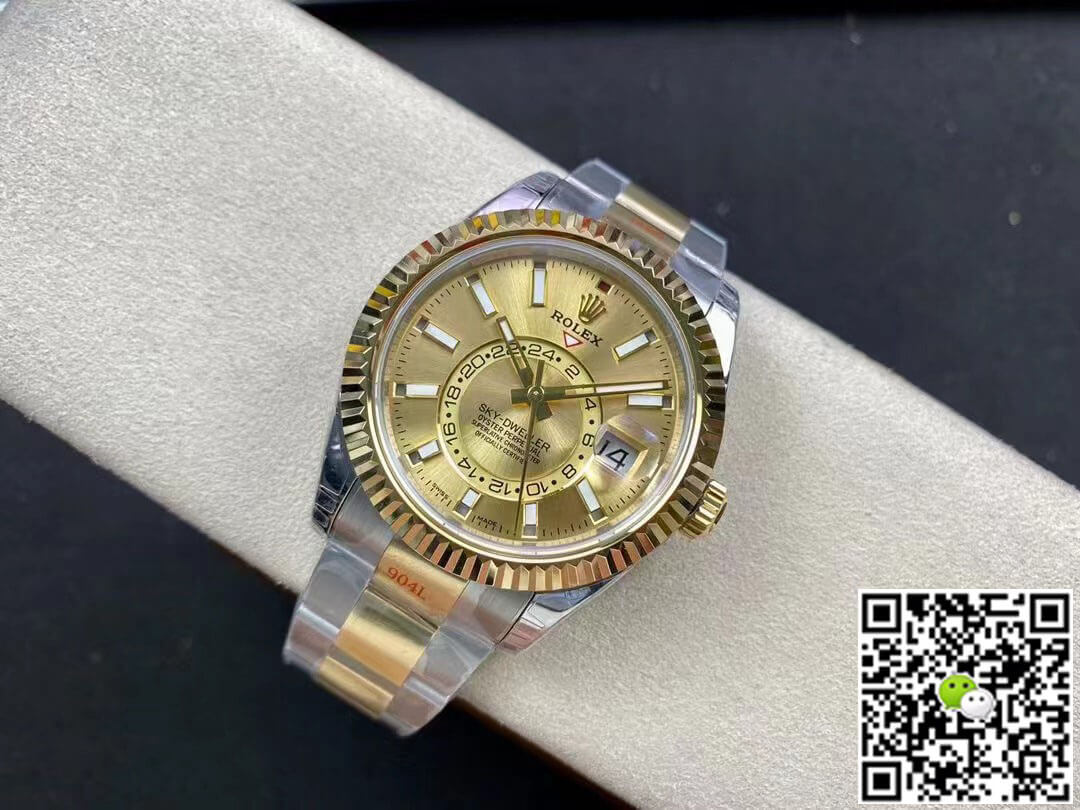 Replica R01ex Sky Dweller M326933-0001 V2 1:1 Best Edition Noob Factory Champagne Dial