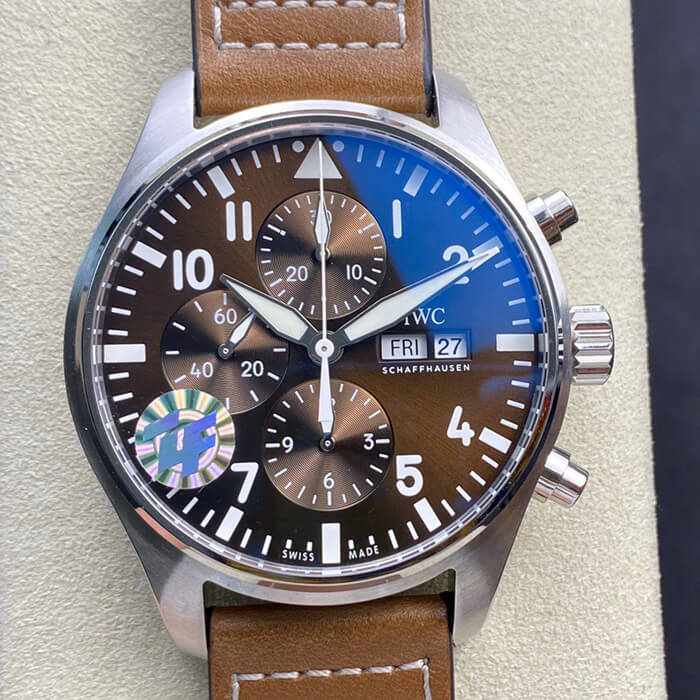 Replica IWC Pilot Chronograph IW377713 ZF Factory 1:1 Best Edition Swiss ETA7750 Brown Dial