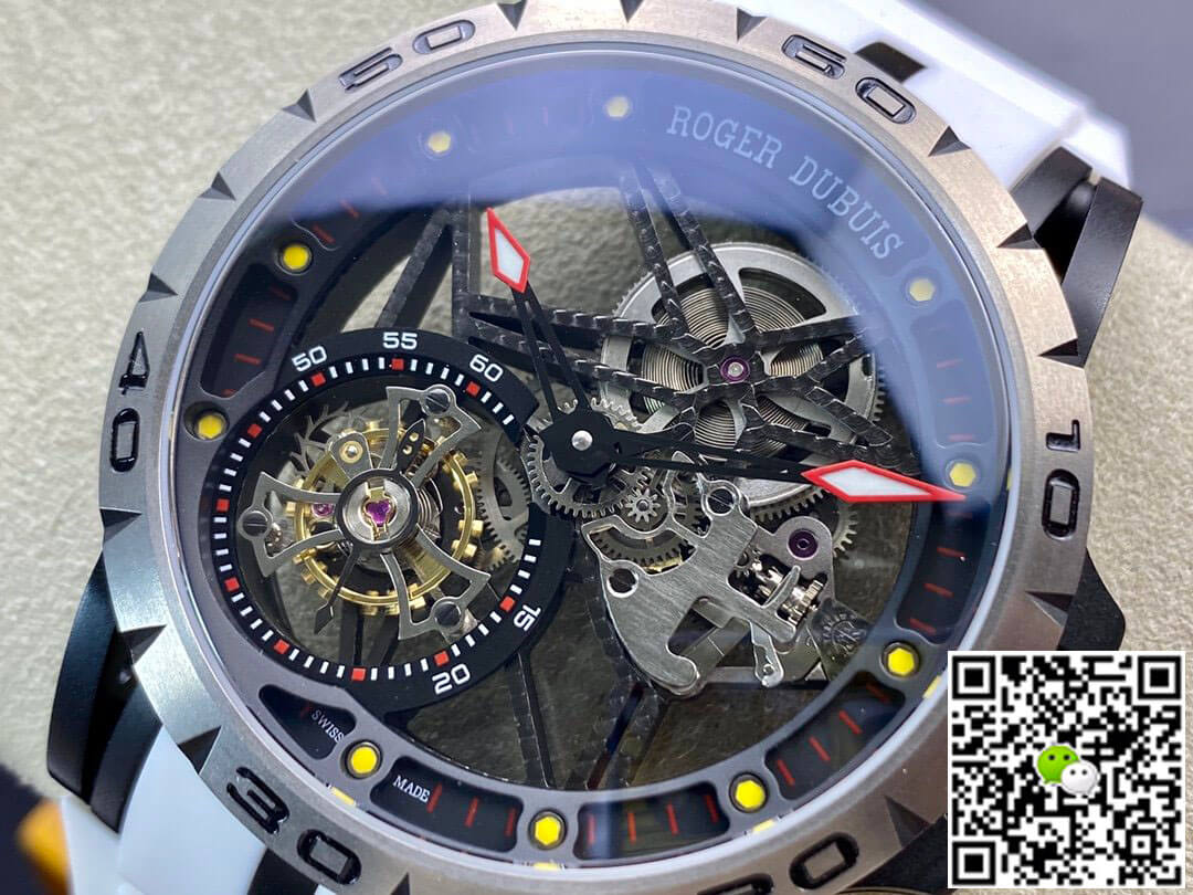 Replica Roger Dubuis Excalibur RDDBEX0549 1:1 Best Edition BBR Factory Tourbillon White Strap