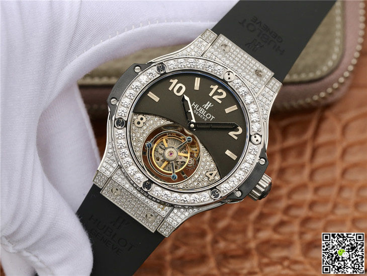 Replica Hublot Big Bang Tourbillon 1:1 Best Edition D1am0nd Black Dial