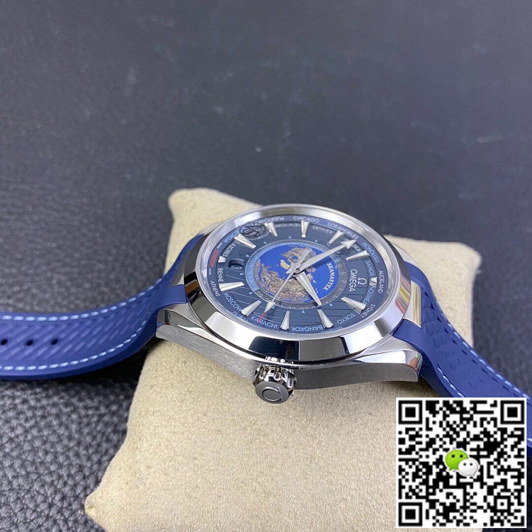 Replica 0me*ga Seamaster Aqua Terra GMT Worldtimer 220.12.43.22.03.001 1:1 Best Edition VS Factory Blue Dial Swiss ETA8938