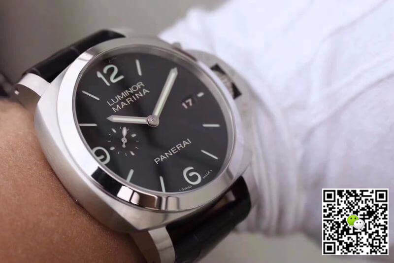Pa*e*a1 Replica Luminor Marina 1950 PAM312 VS Factory 1:1 Best Edition Swiss ETA P9000 Black Dial Black Leather Strap