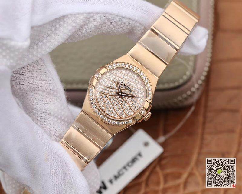 Replica 0me*ga Constellation 27mm Quartz Ladies 18K Rosegold TW Factory 1:1 Best Edition Swiss Eta Quartz 1376
