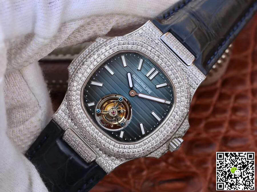 Pat*k Phi1i*pe Replica Nautilus Jumbo 5711 R8 Factory 1:1 Best Edition Swiss Tourbillon Blue Dial
