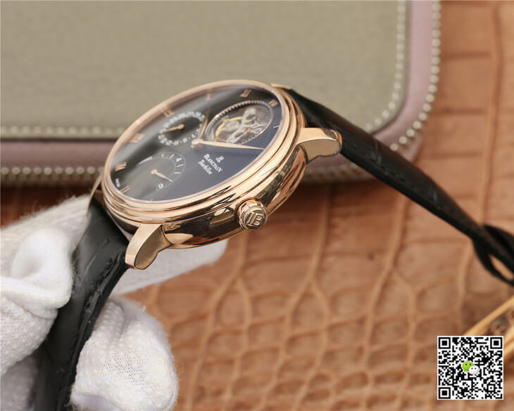 Replica Blancpain Villeret 6025-3642-55B 1:1 Best Edition JB Factory Gold Case Black Dial