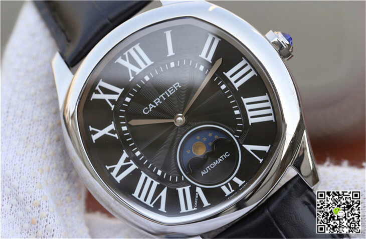 Replica Drive De Ca*t1er Moonphase WGNM0009 1:1 Best Edition Stainless Steel Black Dial