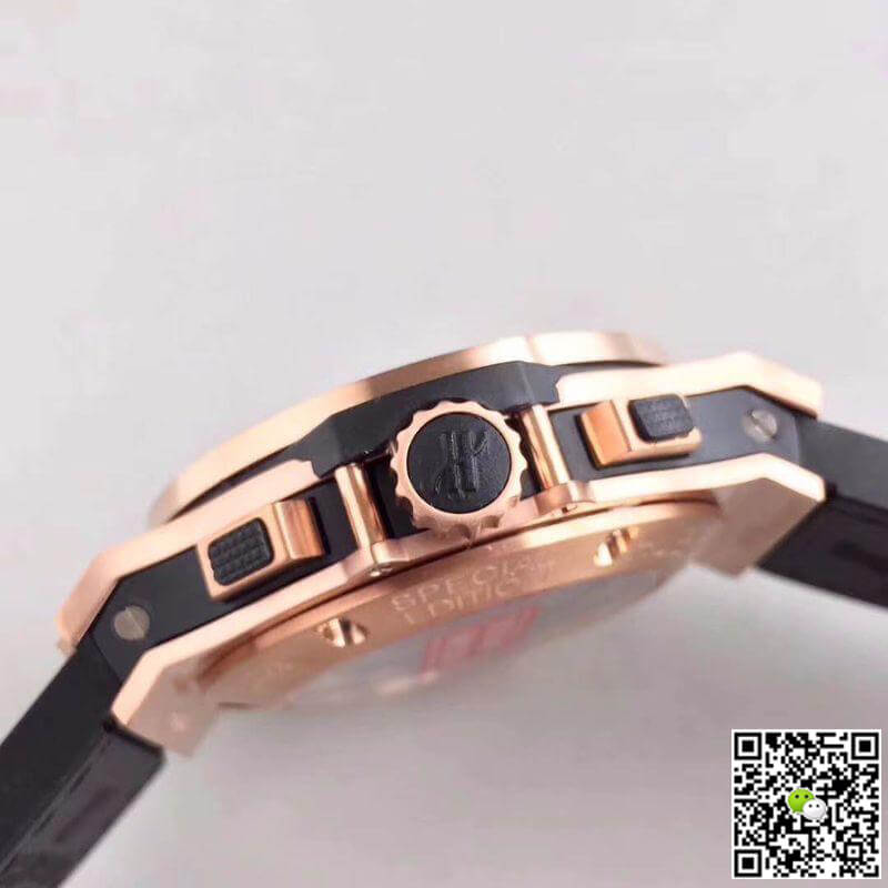 Replica Hublot Big Bang Aero Bang Gold Mechanical Watches 1:1 Best Edition Swiss ETA4100 Black Skeleton Dial