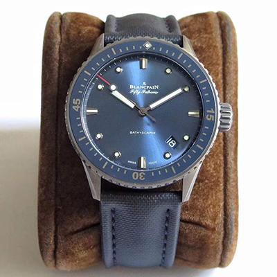 Replica Blancpain Fifty Fathoms Bathyscaphe 5000-0240-O52A ZF Factory Men Watches 1:1 Best Edition Swiss ETA1315 Blue Sunburst Dial