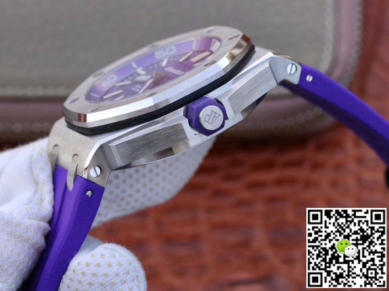 Replica Audemars P1g*et Royal Oak Offshore Diver 15710ST.OO.A077CA.01 1:1 Best Edition Swiss ETA3120 S*perlumed Purple textured dial
