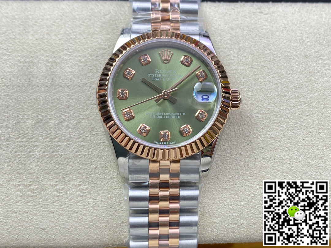Replica R01ex Datejust 31MM 1:1 Best Edition EW Factory Rose Gold Green Dial