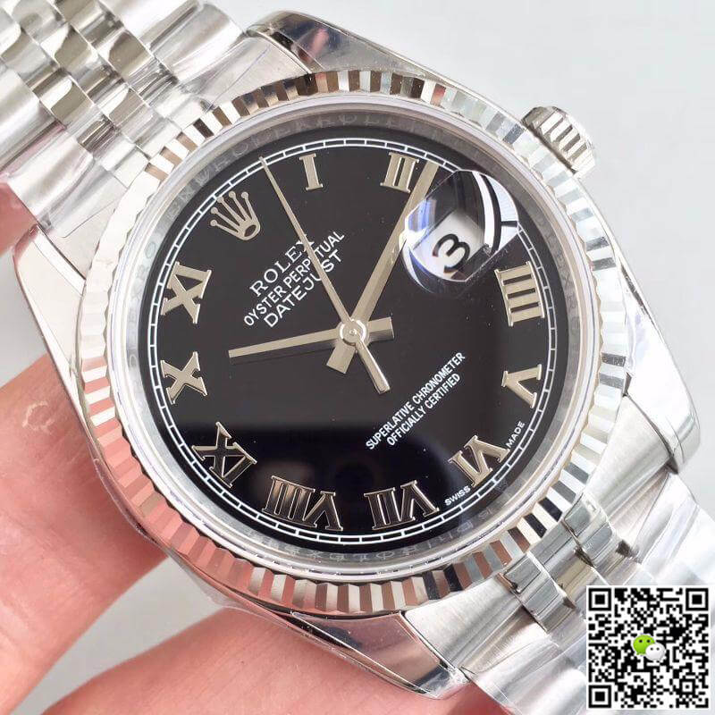 R01ex Dupe Datejust 116334 1:1 Best Edition Swiss ETA2836 Black Dial Roman Marker