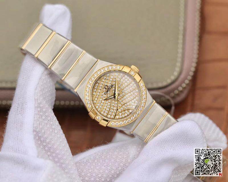 Replica 0me*ga Constellation Quartz Ladies 18K Yellow Gold D1am0nd Dial TW Factory 1:1 Best Edition Swiss Eta Quartz 1376