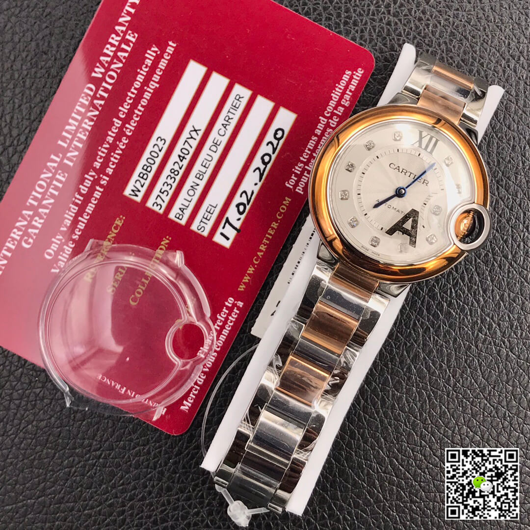 Replica Ballon Bleu De Ca*t1er 28MM 1:1 Best Edition V6 Factory V8 Silver Dial Gold Strap