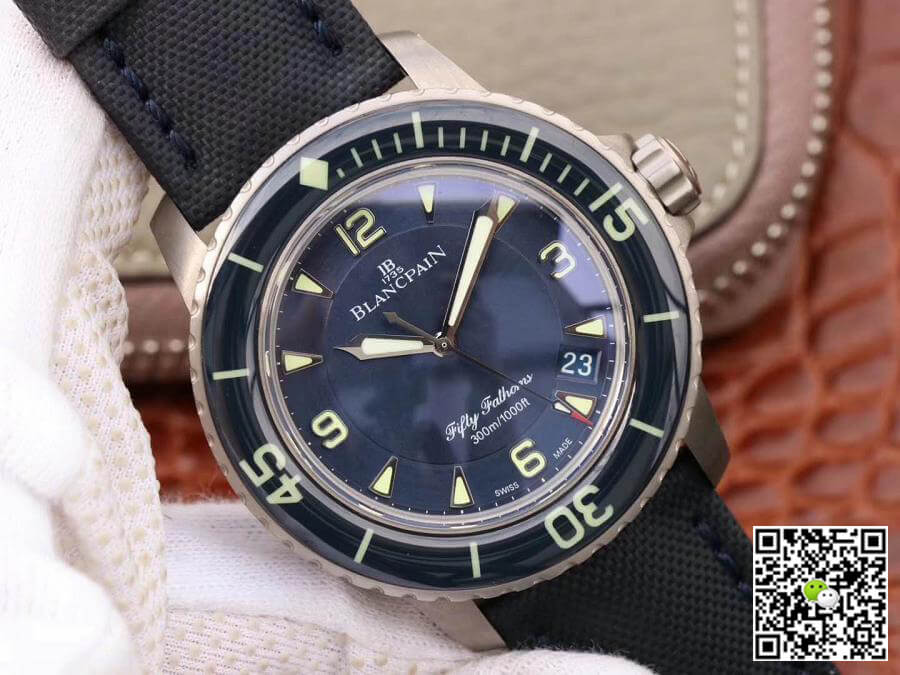 Replica Blancpain Fifty Fathoms 5015-12B40-O52A ZF Factory 1:1 Best Edition Swiss ETA2836-2 Black Sail-canvas Strap