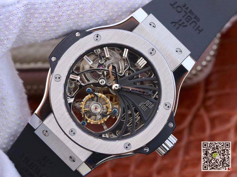 Replica Hublot Big Bang hollow tourbillon Swiss Seagull hand-winding tourbillon movement Skeleton Dial