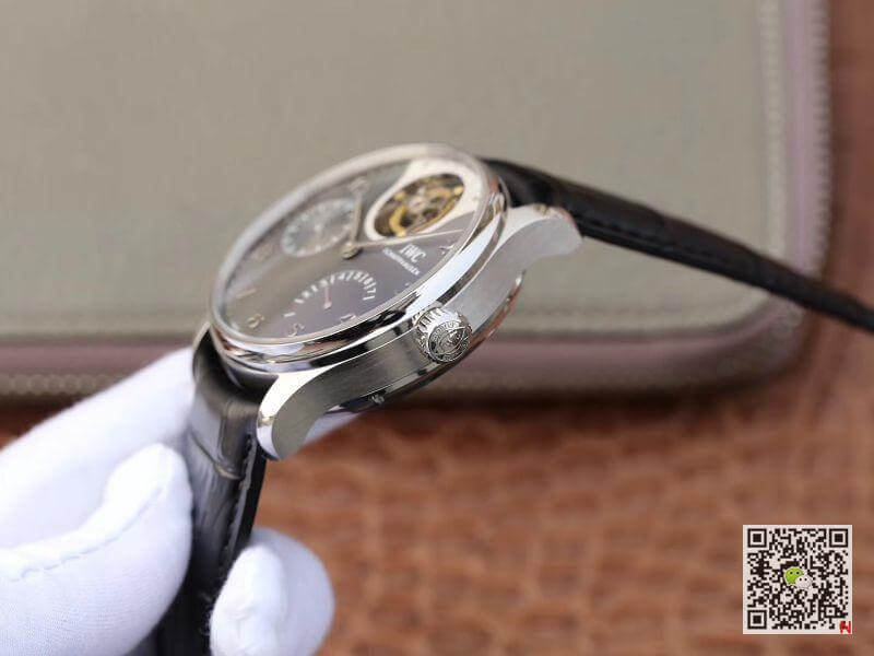 IWC Replica Portuguese IW504210 Tourbillon 1:1 Best Edition Slate Gray Dial On Black Leather Strap Swiss ETA Tourbillon Movement