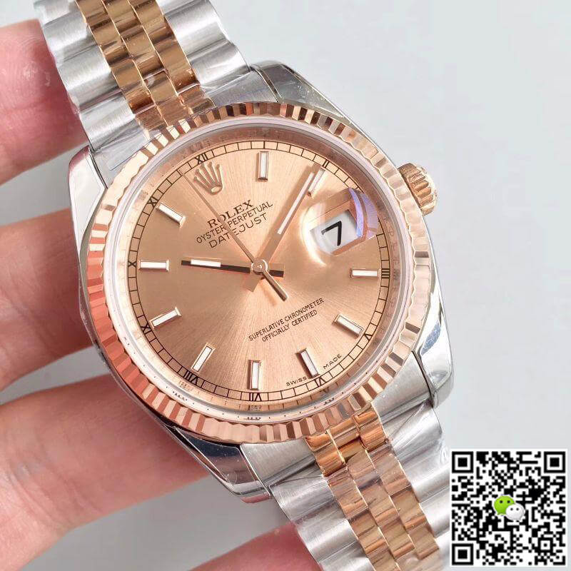 R01ex Dupe Datejust 36mm 116234 Mechanical Watches 1:1 Best Edition Swiss ETA3135 Rose Gold Dial
