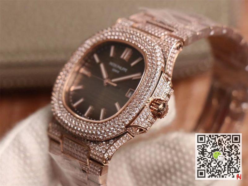 Replica Pat*k Phi1i*pe Nautilus 5719-10G Rose Gold D1am0nd 1:1 Best Edition R8 Factory Gradient Brown Dial Swiss Cal.324 S C