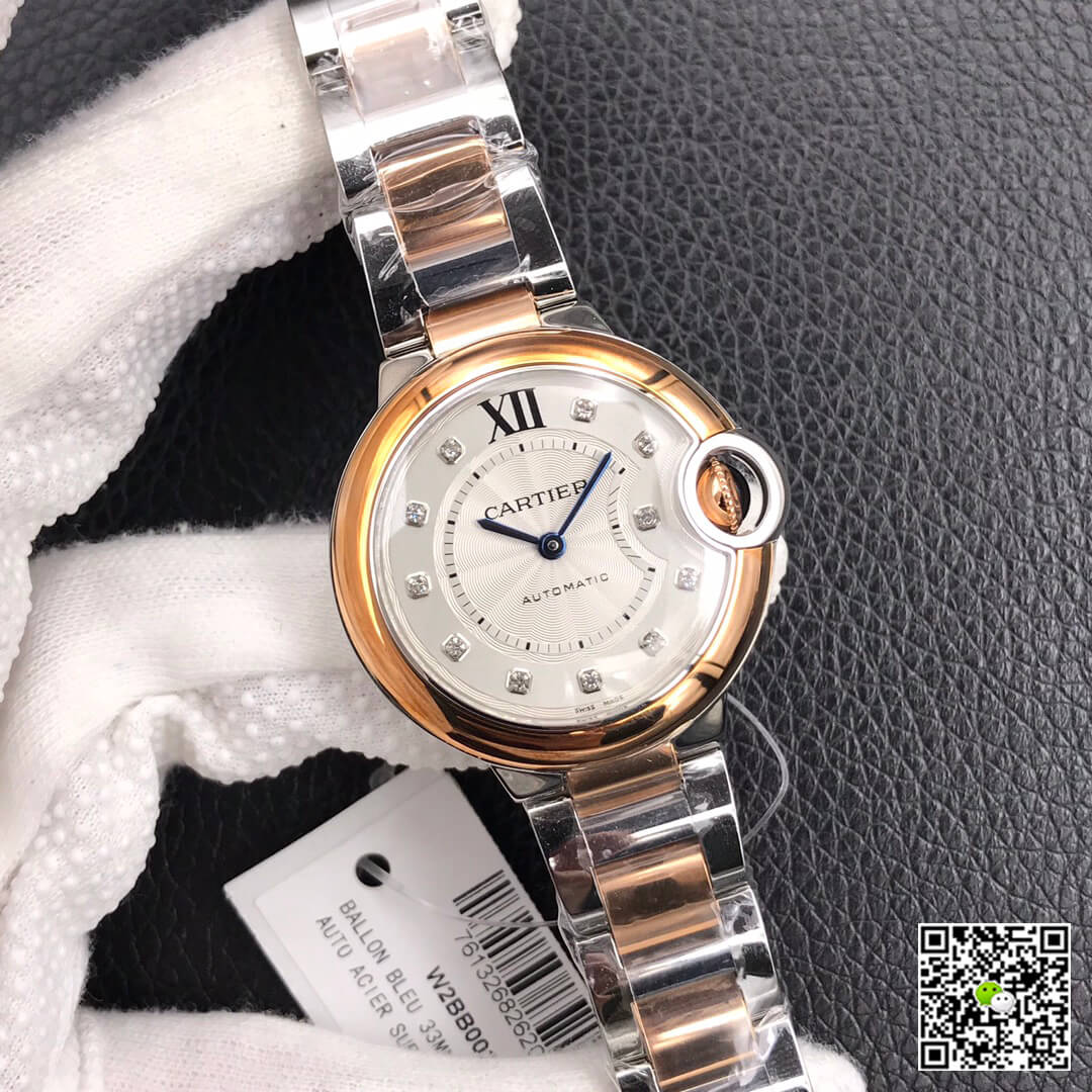 Replica Ballon Bleu De Ca*t1er 28MM 1:1 Best Edition V6 Factory V8 Silver Dial Gold Strap