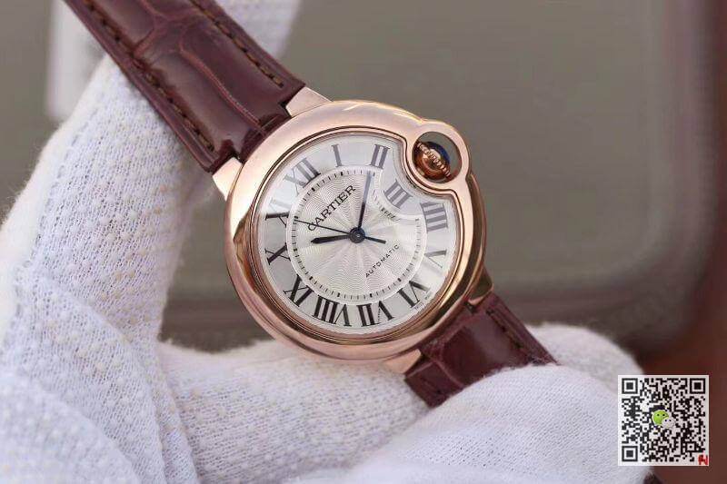 Replica Ballon Bleu De Ca*t1er 33mm Rosegold 1:1 Best Edition Brown Leather Strap Swiss ETA 2671