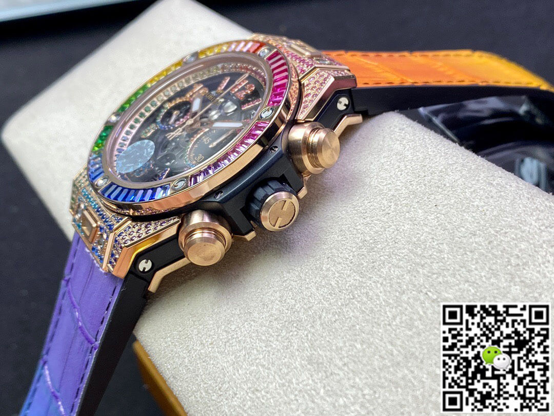 Replica Hublot BIG BANG Unico 411.OX.9910.LR.0999 1:1 Best Edition ZF Factory Rainbow Rose Gold Case