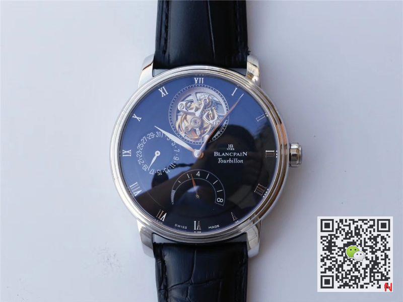 Replica Blancpain Villeret 6025-1542-55 True Tourbillon 1:1 Best Edition JB Factory Black Dial Swiss Cal.25