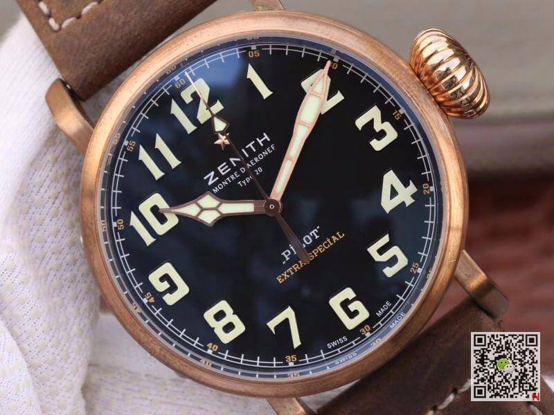Replica Zenith Pilot Type 20 Extra XF Factory Mechanical Watches 1:1 Best Edition Swiss ETA2824-2 Black Dial