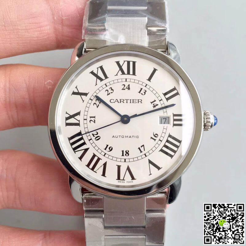 Replica Ronde Solo De Ca*t1er W670101 ZF Factory Men Watches 1:1 Best Edition Swiss ETA9015 White Dial