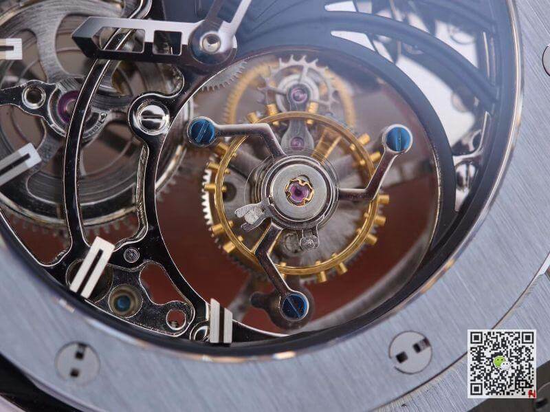 Replica Hublot Big Bang hollow tourbillon Swiss Seagull hand-winding tourbillon movement Skeleton Dial