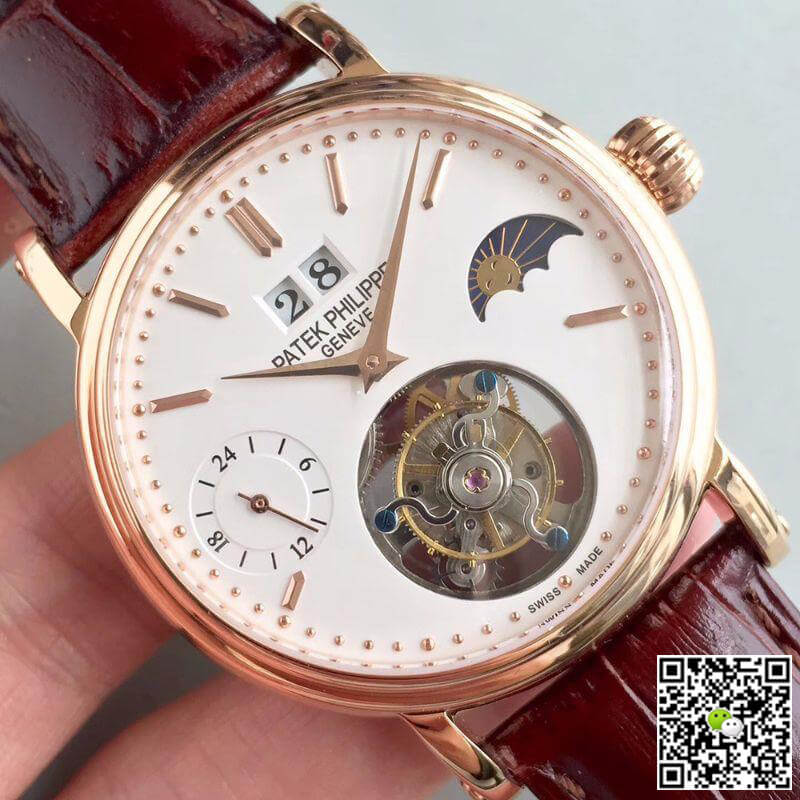 Pat*k Phi1i*pe Replica Tourbillon Moonphase 24H Power Reserve 1:1 Best Edition Swiss Tourbillon White Dial