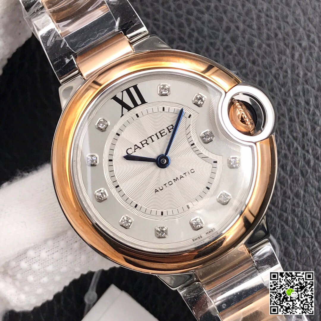 Replica Ballon Bleu De Ca*t1er 28MM 1:1 Best Edition V6 Factory V8 Silver Dial Gold Strap