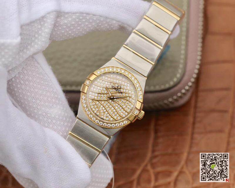 Replica 0me*ga Constellation Quartz Ladies 18K Yellow Gold D1am0nd Dial TW Factory 1:1 Best Edition Swiss Eta Quartz 1376