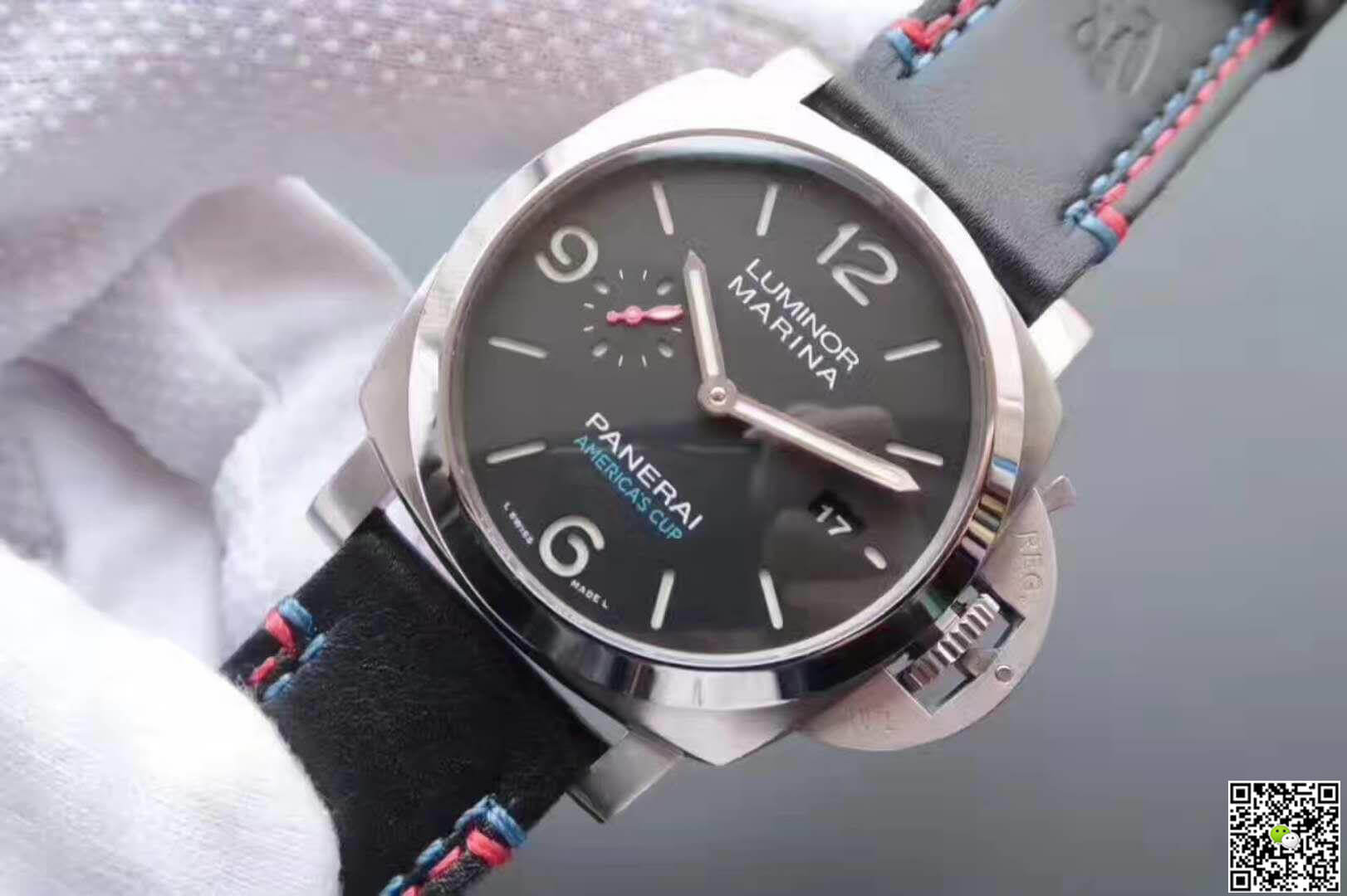 Pa*e*a1 Replica Luminor Marina 1950 PAM727 ZF Factory 1:1 Best Edition Swiss ETA P9010 Black Leather Strap