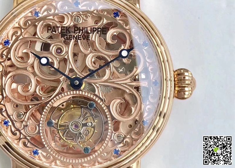 Pat*k Phi1i*pe Replica Tourbillon Sapphire 1:1 Best Edition Rose Gold Swiss Tourbillon