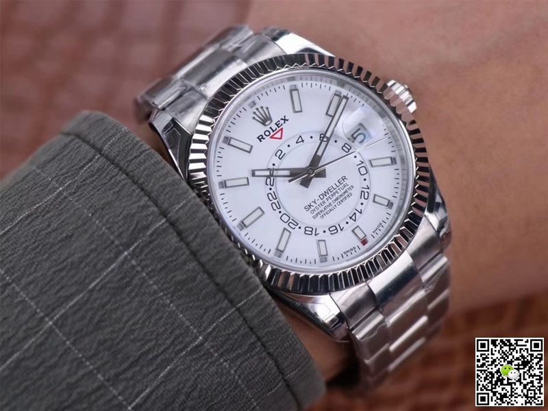 Replica R01ex Sky Dweller M326934-0001 1:1 Best Edition Noob Factory White Dial Swiss ETA9001