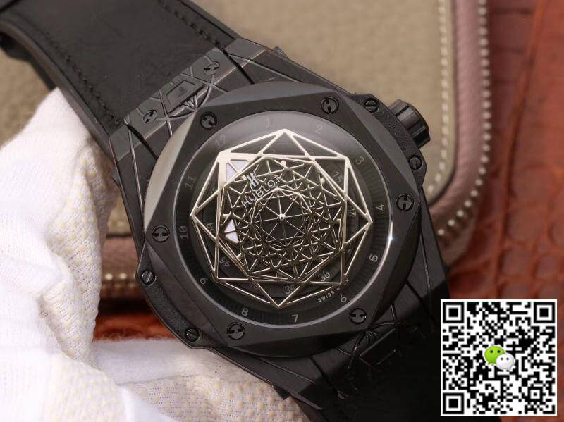 Replica Hublot Big Bang Sang Bleu 415.CX.1114.VR.MXM17 TMF Factory 1:1 Best Edition Swiss ETA1213 Leather Fronted Rubber Strap