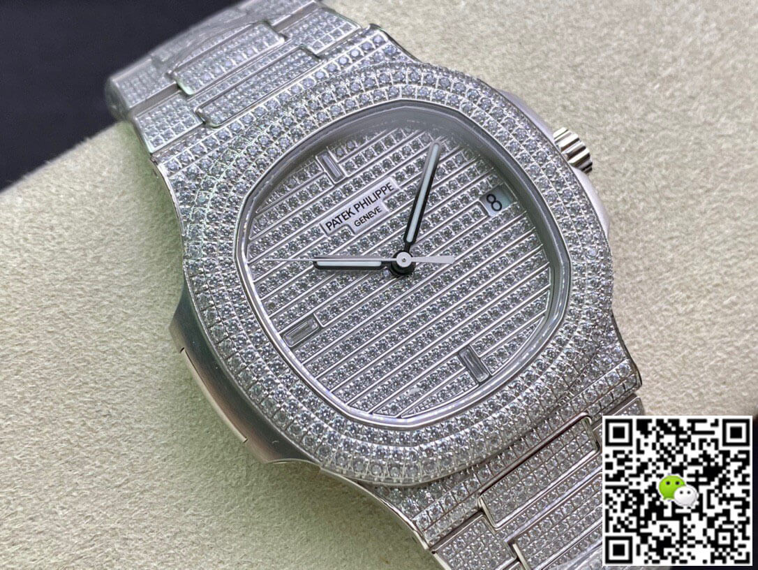 Replica Pat*k Phi1i*pe Nautilus 5719/10G-010 1:1 Best Edition PPF Factory V4 Silver D1am0nd Swiss ETA324