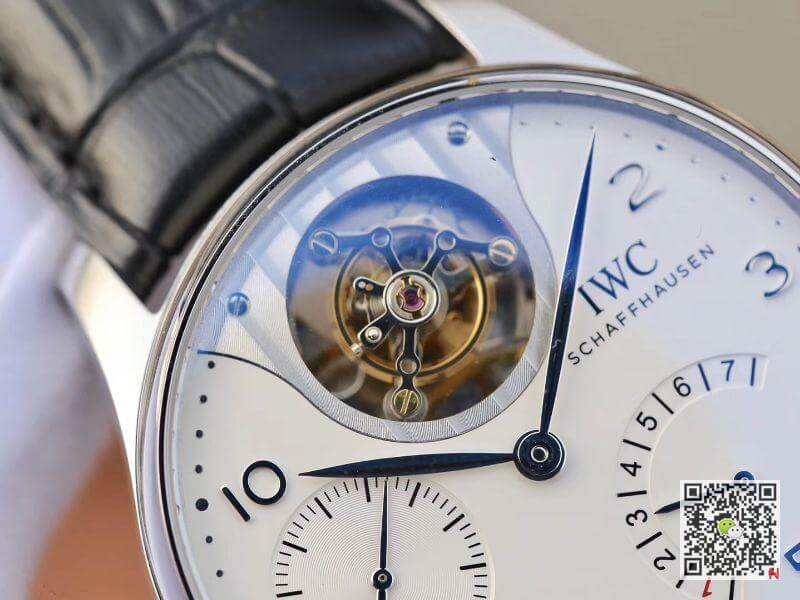 IWC Replica Portuguese IW504202 Real Tourbillon 1:1 Best Edition White Dial On Black Leather Strap Swiss ETA Tourbillon