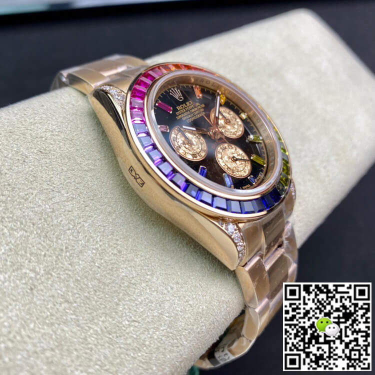 Replica R01ex Daytona 116595 RBOW 1:1 Best Edition TW Factory Rose Gold Black Dial