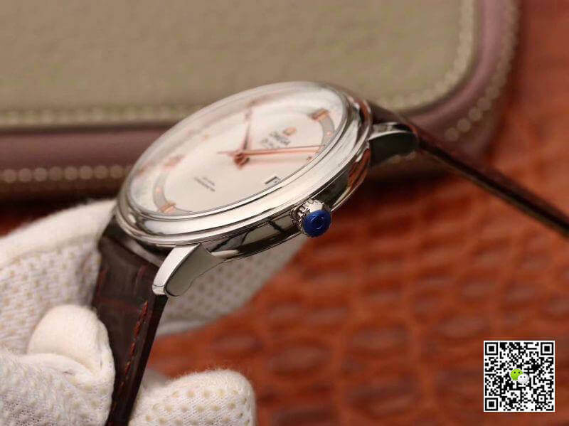 Replica 0me*ga De Ville Prestige 424.13.40.20.02.002 MKS Factory 1:1 Best Edition Swiss ETA9015 Brown Calfskin Leather Strap