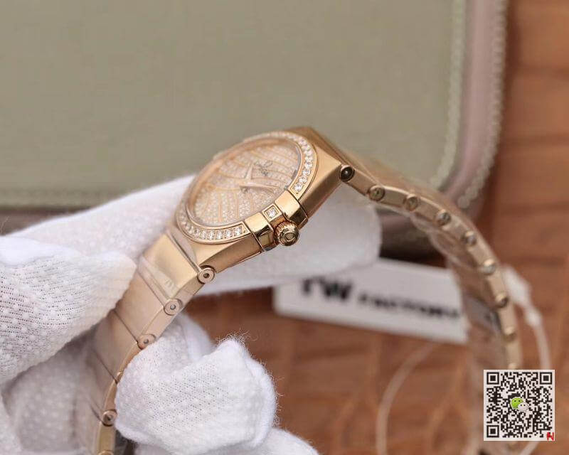 Replica 0me*ga Constellation 27mm Quartz Ladies 18K Rosegold TW Factory 1:1 Best Edition Swiss Eta Quartz 1376