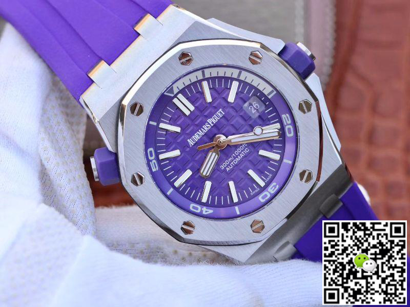 Replica Audemars P1g*et Royal Oak Offshore Diver 15710ST.OO.A077CA.01 1:1 Best Edition Swiss ETA3120 S*perlumed Purple textured dial