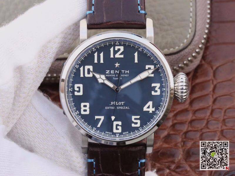 Replica Zenith Pilot Type 20 Extra Special XF Factory 1:1 Best Edition Swiss ETA2824 S*perlumed blue dial and hands