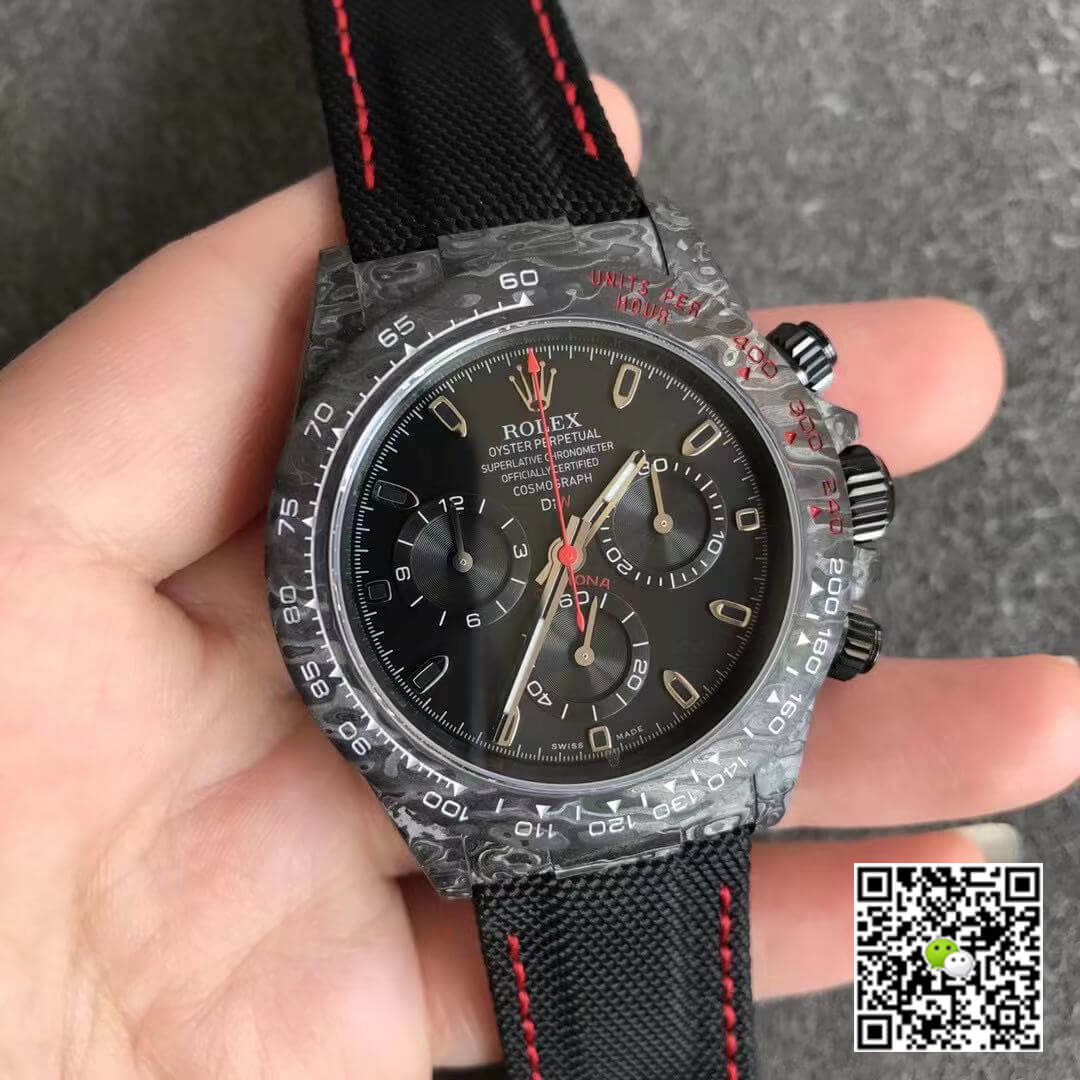 Replica R01ex Daytona Cosmograph Carbon Fiber Diw Customized Version 1:1 Best Edition Noob Factory Black Dial