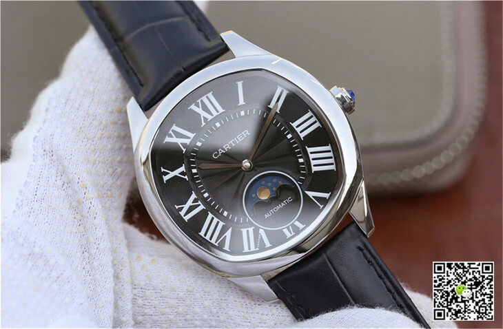 Replica Drive De Ca*t1er Moonphase WGNM0009 1:1 Best Edition Stainless Steel Black Dial